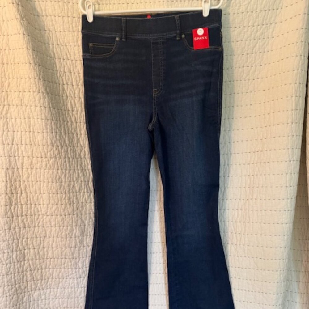 Spanx Flare Jeans Pull On Midnight High Rise Size L